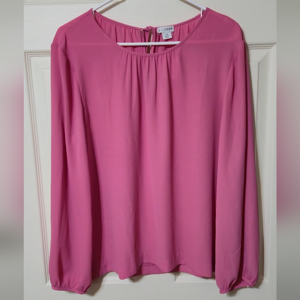J. Crew Rose Pink Gathered Blouse